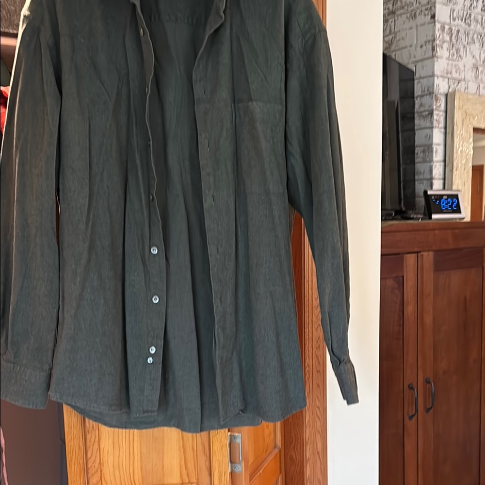 Ermenegildo Zegns Dark Green flannel Button-Up Shirt